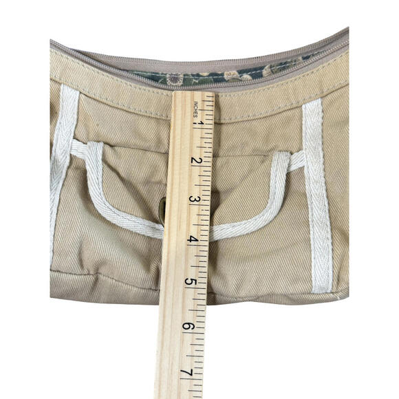 Levi's Shoulder Bag Womens Medium Beige Canvas Floral Lined Zip Cotton Purse - Picture 9 of 9